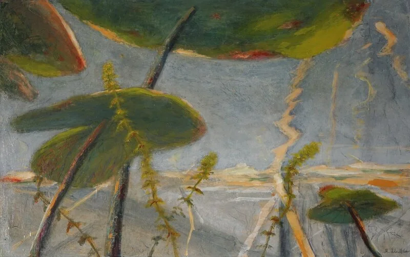 Akrylmålning Otherworldly waterlilies av Magnus Lindblom