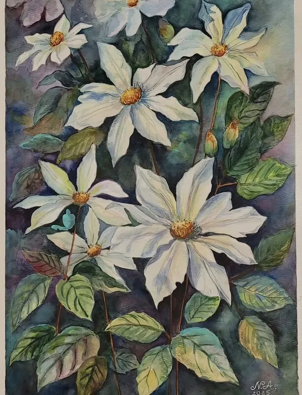 Akvarell Blommor av Natalia Apostolova