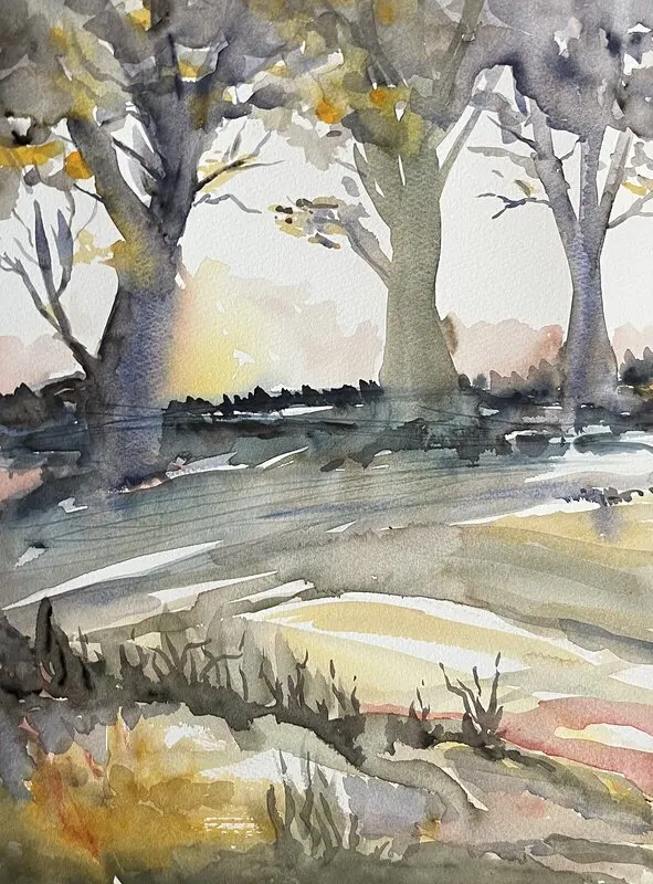 Akvarell Solig höst av Charlotte Hansson