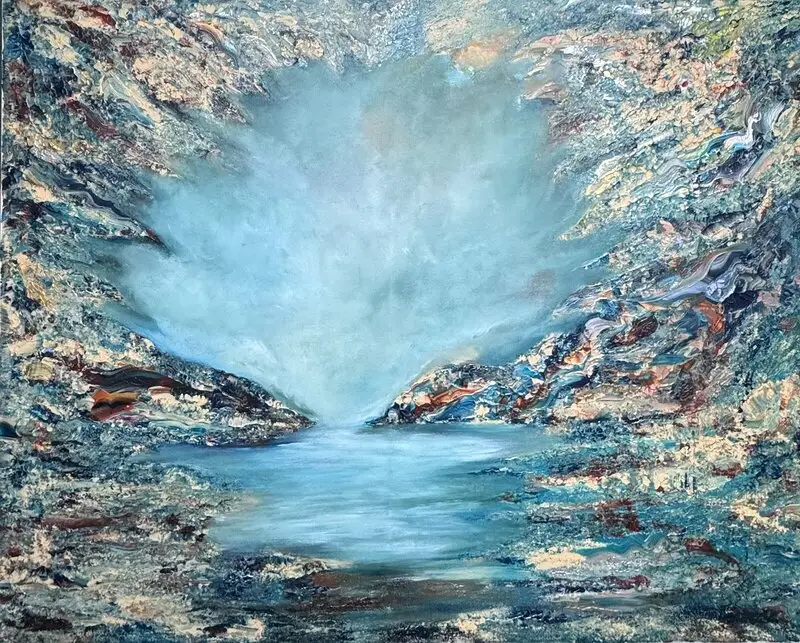 Akrylmålning Elysian Blue av Csilla Seres