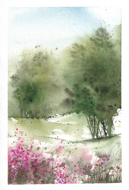 Akvarell Windy Day diptych 2:2 av Anna-Karin Hallström