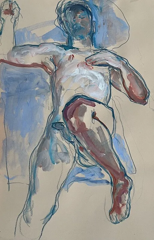Akrylmålning Nude male sketch av Yuliia Levytska