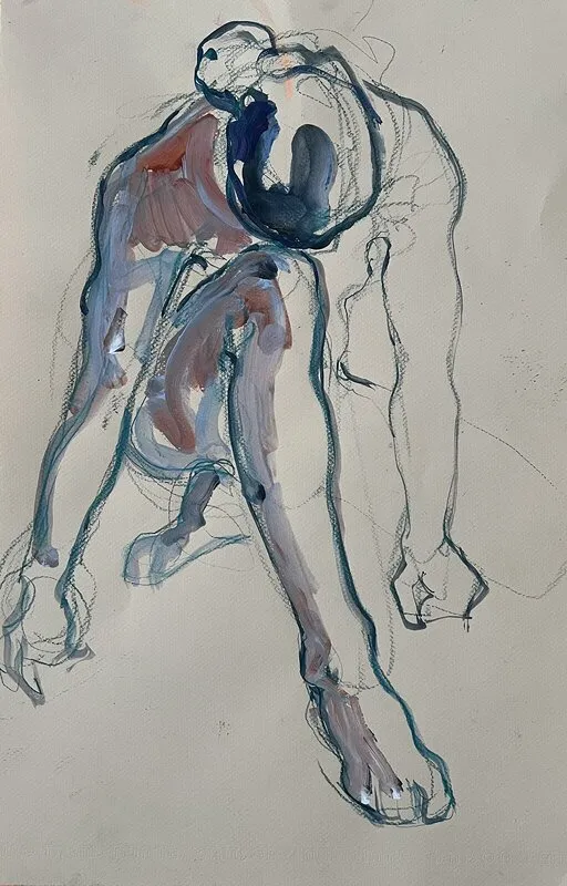 Akrylmålning Nude male sketch av Yuliia Levytska