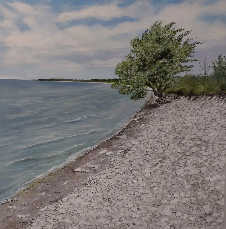 Akrylmålning Ringvide strand, Fårö av Kicki Kolsjö Franzén