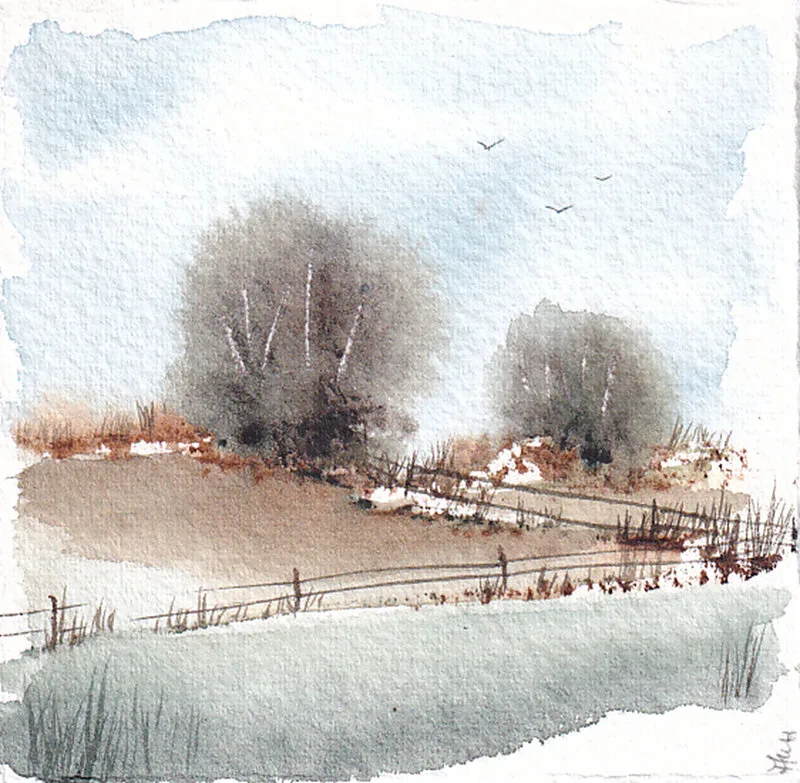 Akvarell Tiny landscapes, nr 88 av Anna-Karin Hallström