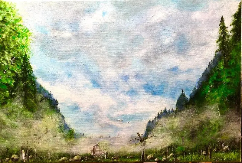 Akrylmålning Vem bor där? av LENA LOISKE