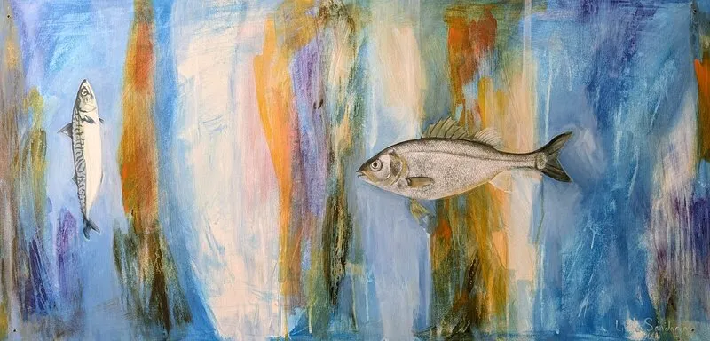 Akrylmålning Färghav #II av Linda Sandgren