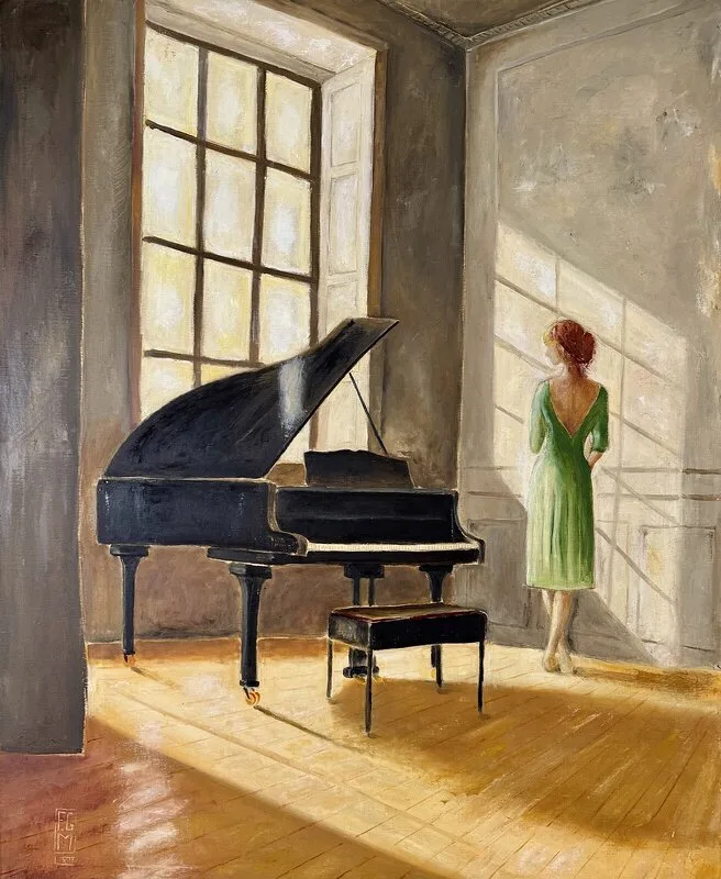 Oljemålning Sed Quando Reverteris ? av Franck Gilles Miciol