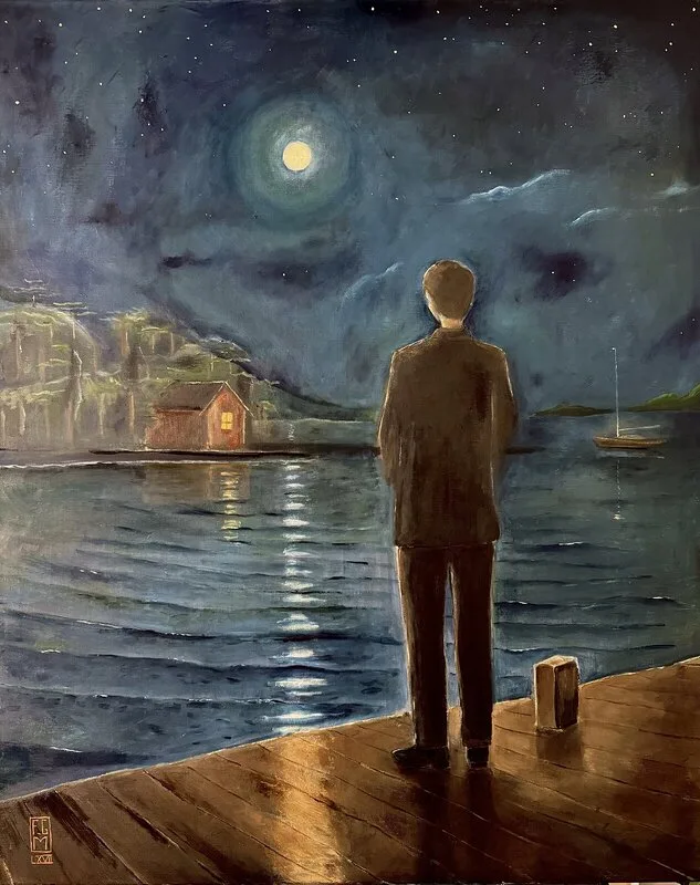Oljemålning Moonlight Shadow av Franck Gilles Miciol