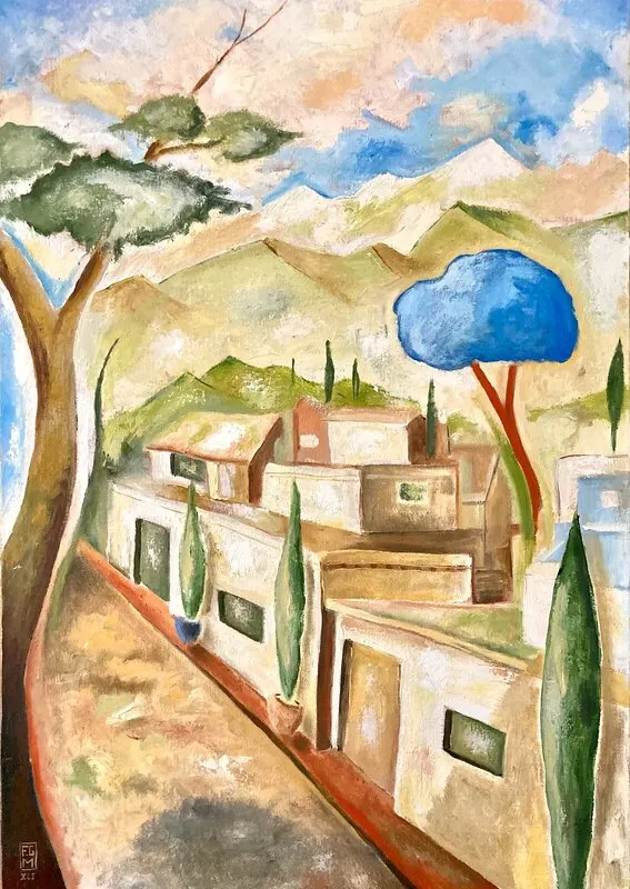 Oljemålning Marockanskt landskap Nr 3 av Franck Gilles Miciol