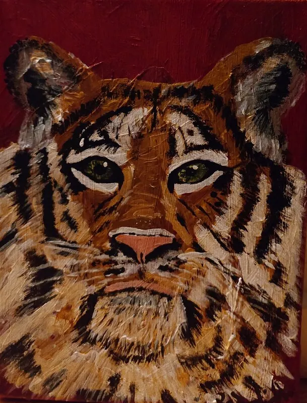 Akrylmålning Tiger av Rebecka Lindberg