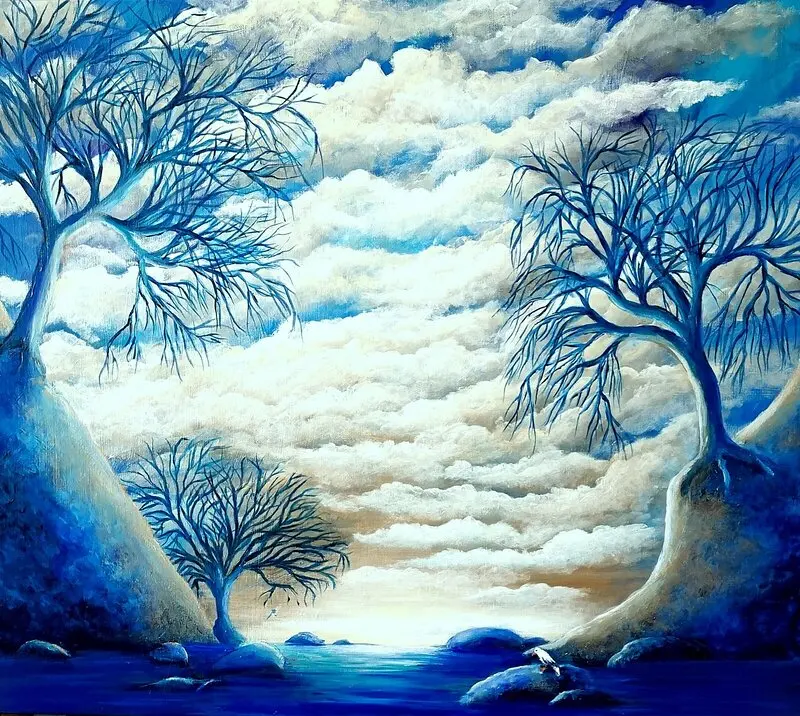 Akrylmålning Viken av Maria Borgring ( Fd Lindberg)