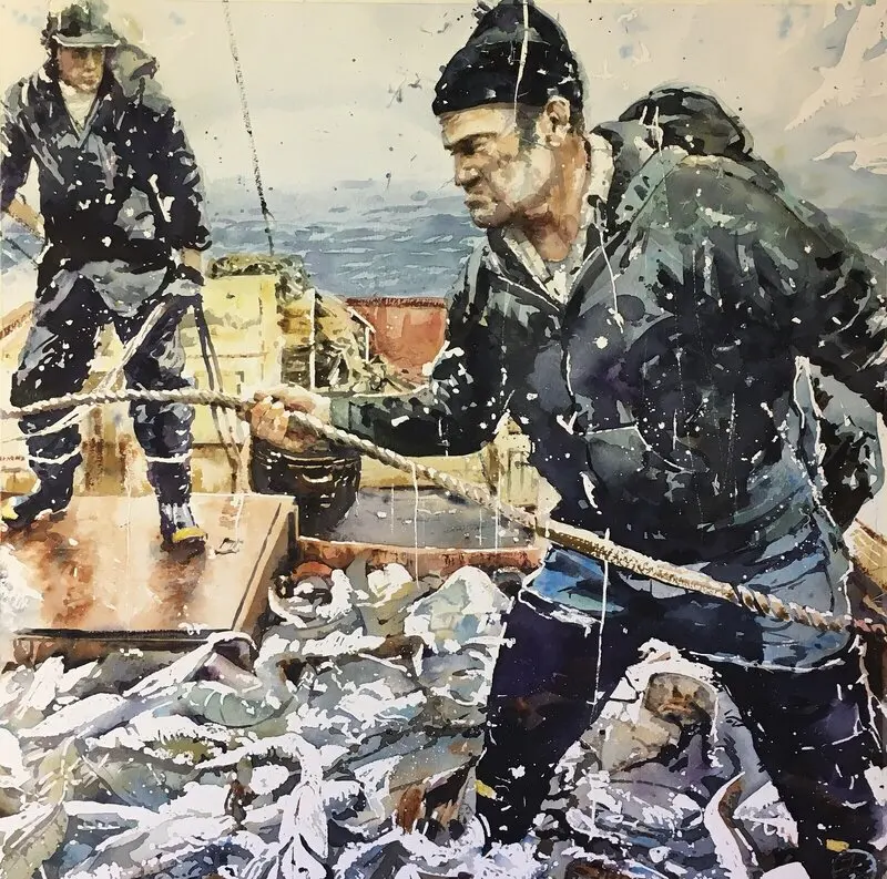 Akvarell Fisherman av Johannes Knuuth