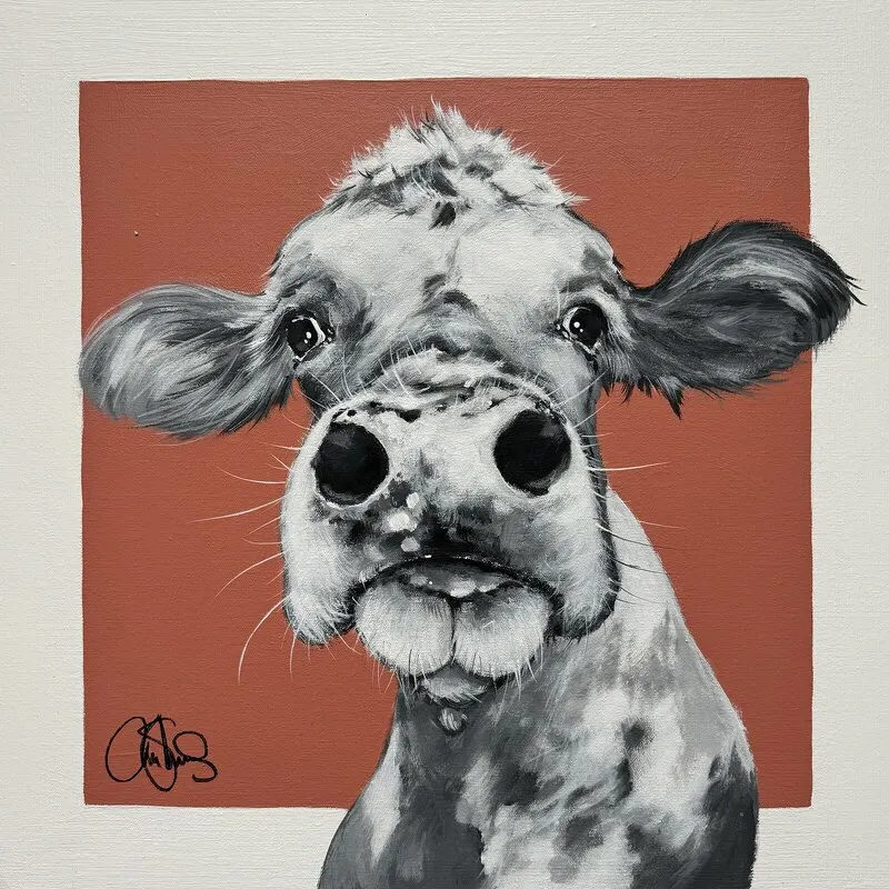 Akrylmålning COW 422 Wanda av Matilda Skoglund
