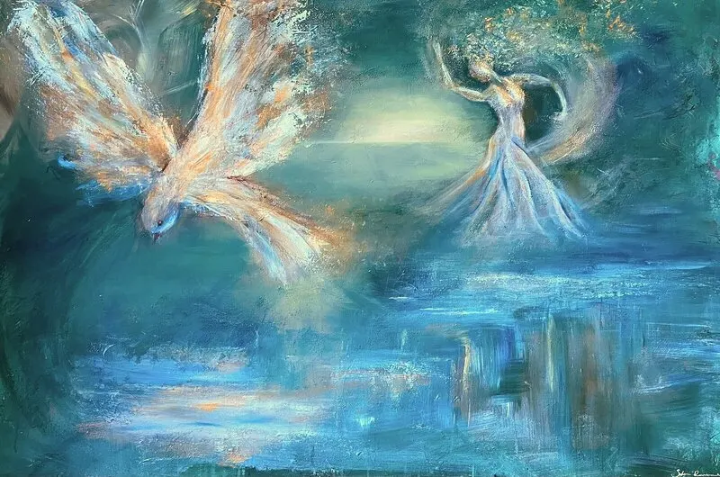 Akrylmålning Echo of Wings av Sofia Romedahl