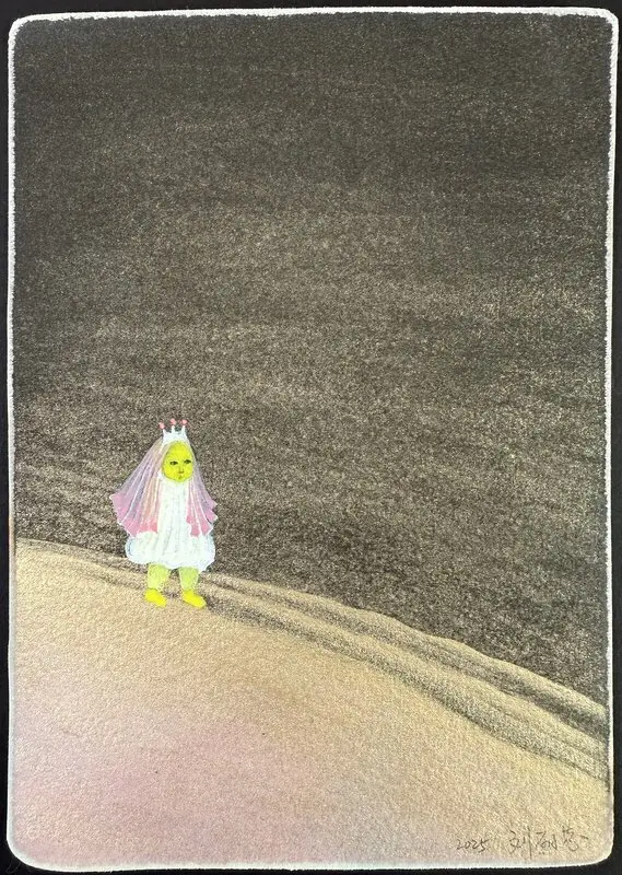 Akrylmålning Beach Walk av Lifen Liu