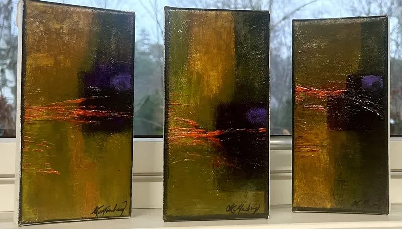 Akrylmålning Dash Of Orange 1,2,3 av Maria Hamberg