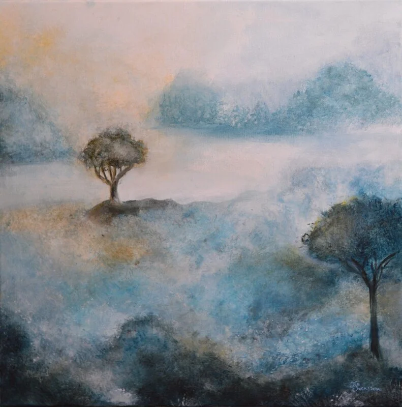 Akrylmålning Morgondis av Lisa Svensson