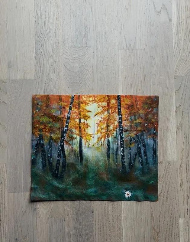 Akrylmålning Höst i skogen av Rema Iossiphova