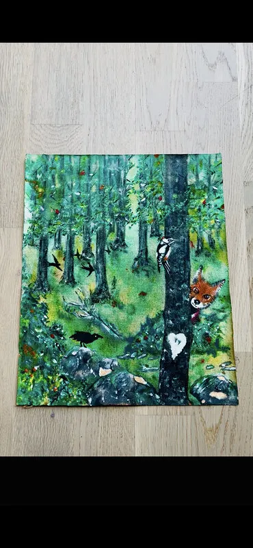 Akrylmålning Liv i skogen av Rema Iossiphova