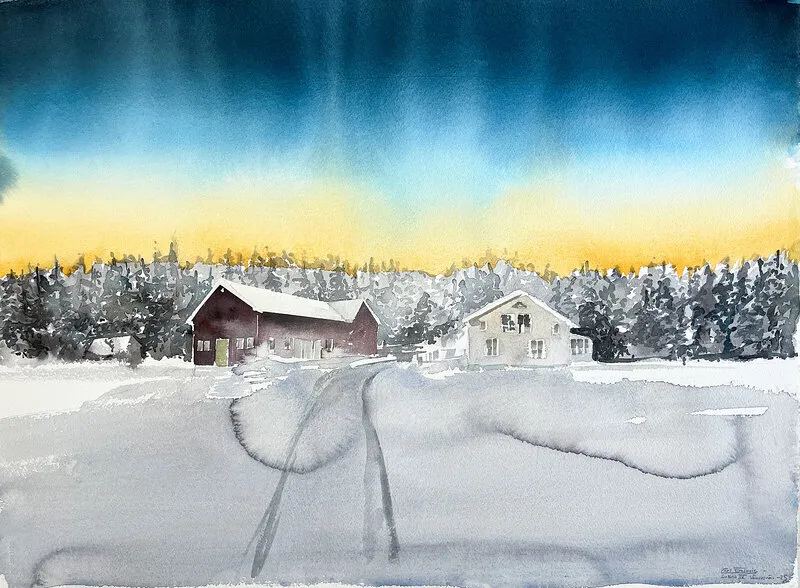 Akvarell Snödis IV av Carl Erasmie