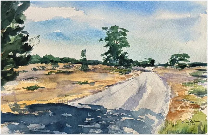 Akvarell Mot Lansa, Fårö av Göran Ekström