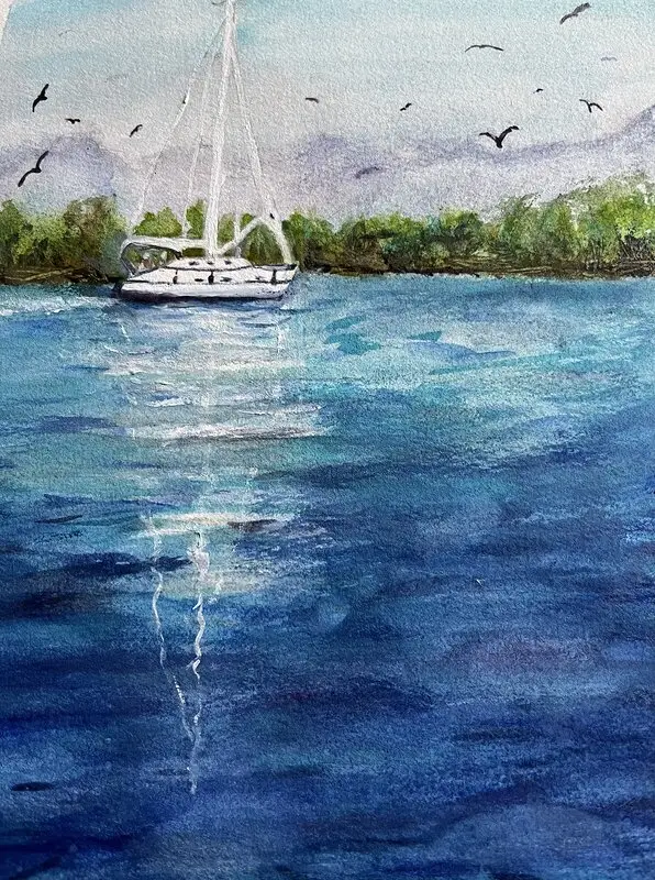 Akvarell En stilla morgon av Gunilla Palusa