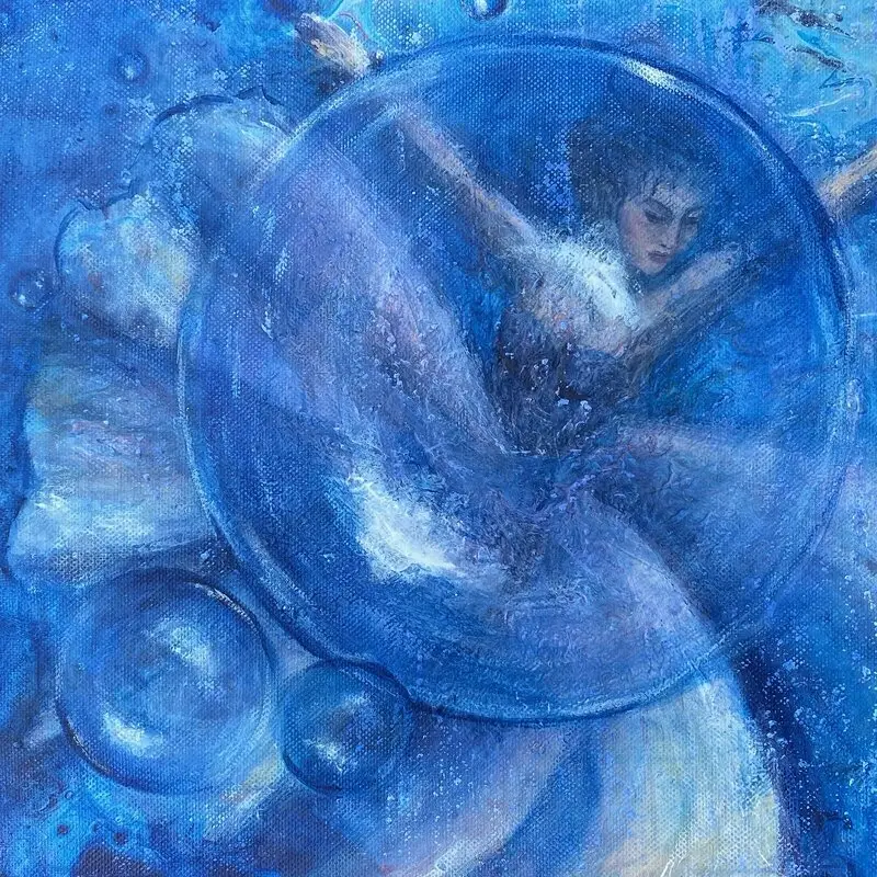 Akrylmålning Bubble Ballet av Sofia Romedahl