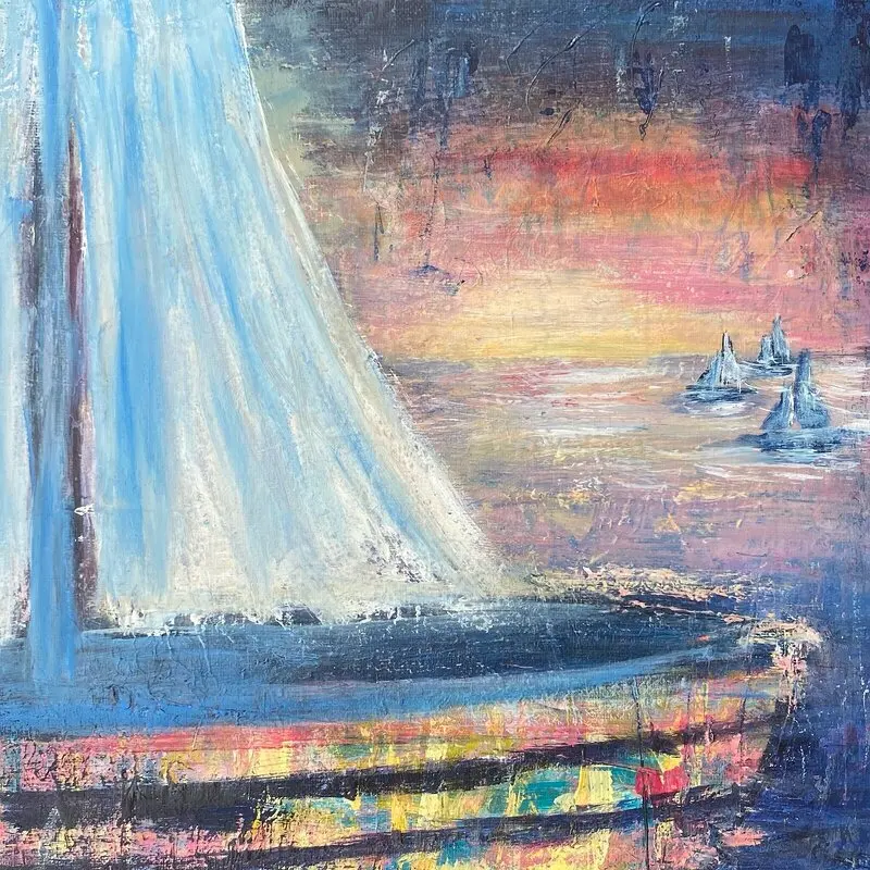 Akrylmålning Boat av Sofia Romedahl