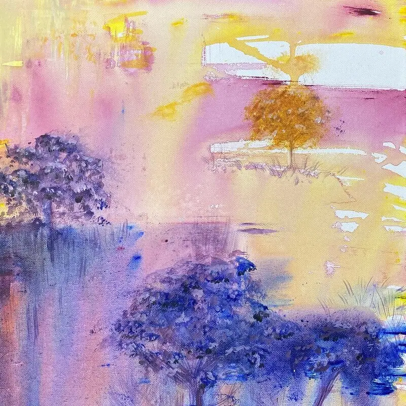 Akrylmålning Dreamy Fields av Sofia Romedahl