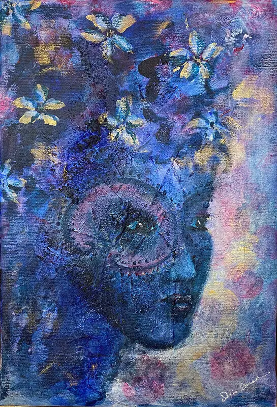 Akrylmålning Moon Flower av Sofia Romedahl