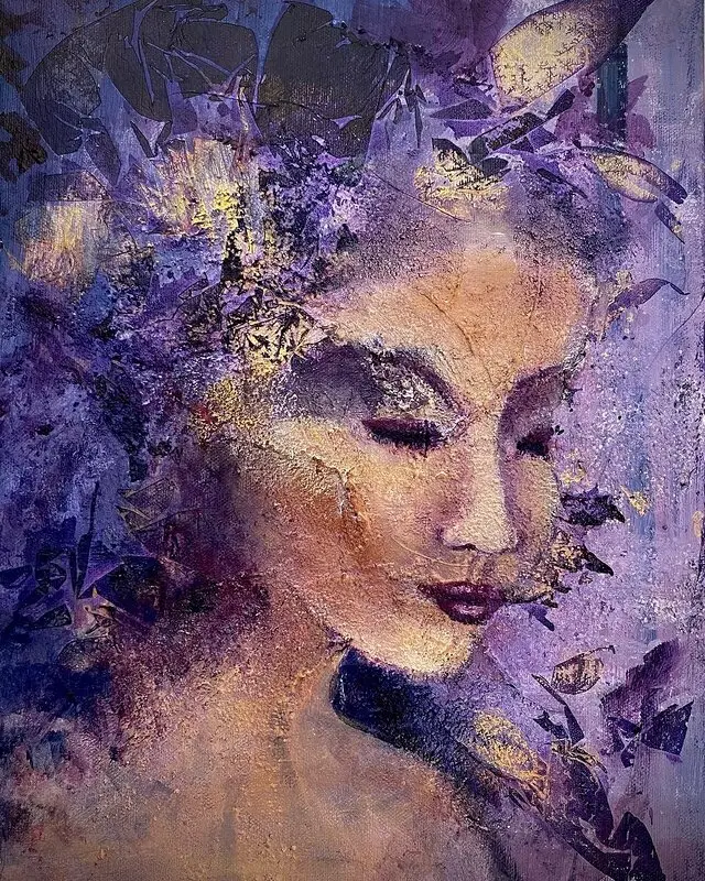 Akrylmålning Lady Lilac av Sofia Romedahl