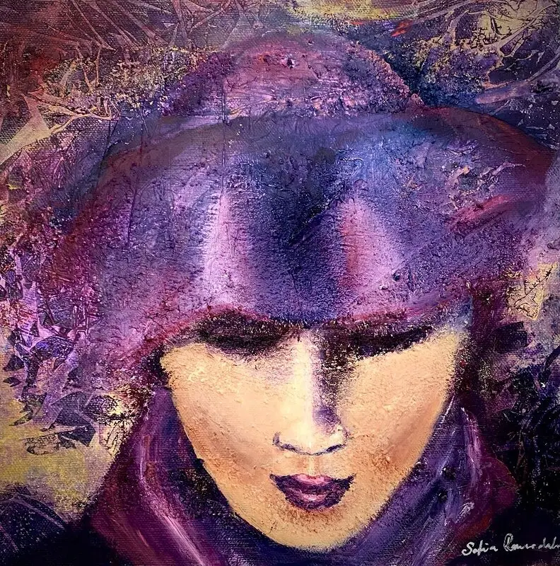 Akrylmålning Lady Lilac av Sofia Romedahl