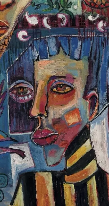 Oljemålning Där tankarna går vilse av Fataneh Hadi