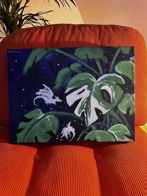 Akrylmålning Monstera av Milou Begic
