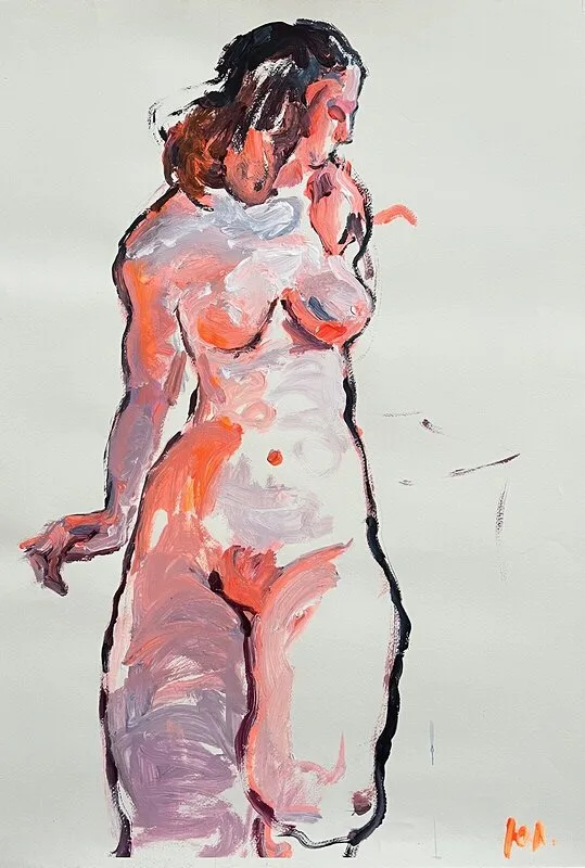 Akrylmålning Female nude av Yuliia Levytska