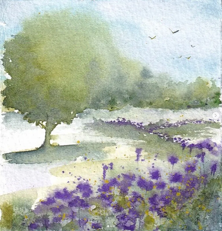 Akvarell Tiny landscapes, nr 61 av Anna-Karin Hallström