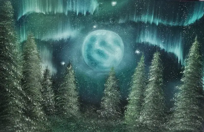 Oljemålning Full moon av Nathalie Fälldin