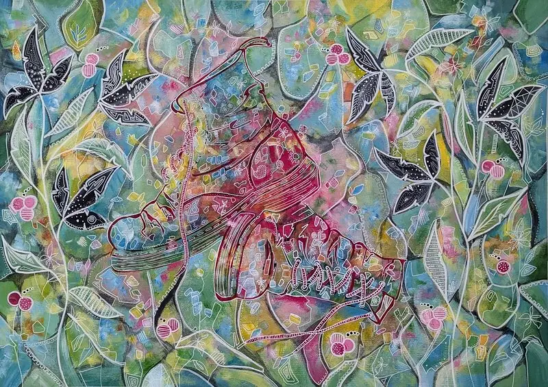 Akrylmålning Älskade kängor av Tutta Domenstam