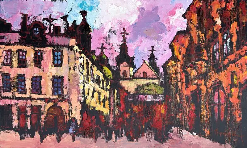 Oljemålning Lviv, Rus'ka Street No. 4-6 av Ivan Tverdun