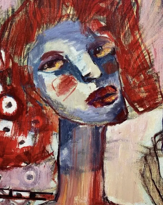 Oljemålning Sårbar blick av Fataneh Hadi