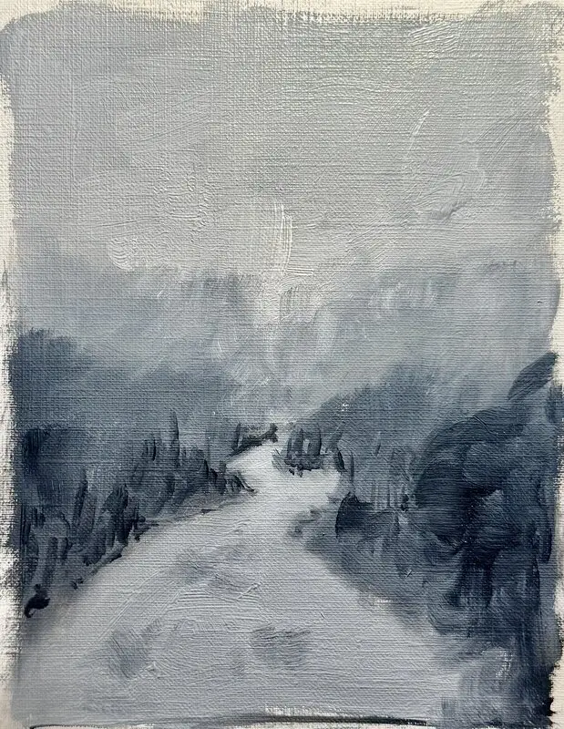 Oljemålning Vintern miniatyr av Ekaterina Dutkevich