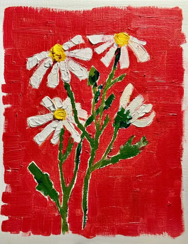 Oljemålning Kamomill av Ekaterina Dutkevich