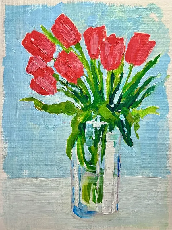Oljemålning Bukett tulpaner av Ekaterina Dutkevich