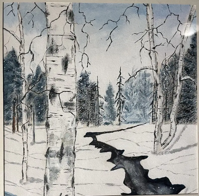 Akrylmålning Vinterlandskap av Anne-sofie Lundgren