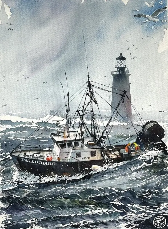 Akvarell Stormen 2 av Johannes Knuuth