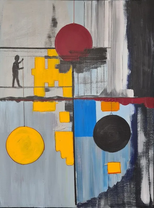 Akrylmålning Solhissaren av Olle Brobeck