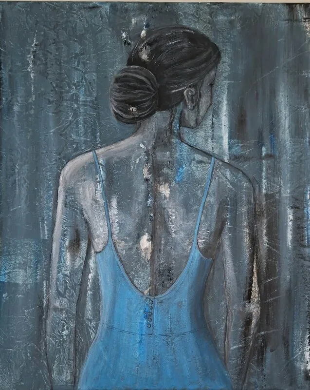 Akrylmålning Turquoise girl av Annmarie Ramnitz