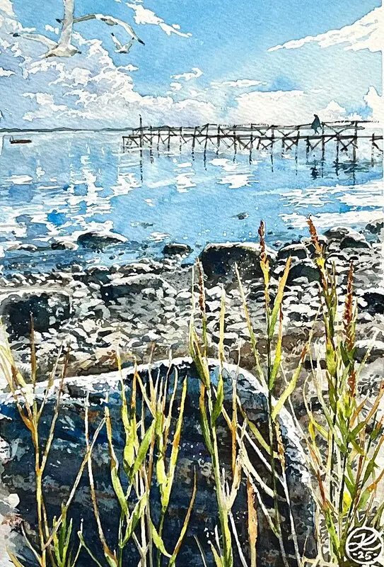 Akvarell Sommar på Vickan av Johannes Knuuth