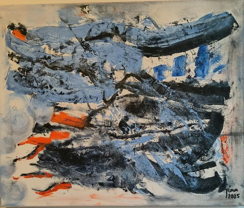 Oljemålning Havet ger och havet tar av Tina Schedvin